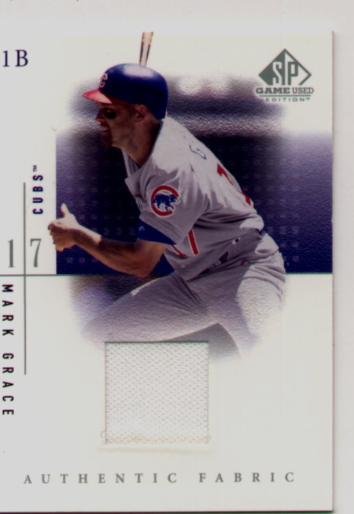 2001 SP Gamed Used Edition Jersey #MG, Mark Grace, mint, $30.00