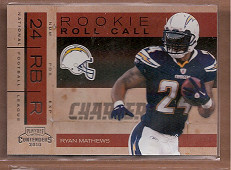 2010 Playoff Contenders Rookie Roll Call Black #6 Ryan Mathews