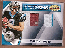 2010 Panini Gridiron Gear Rookie Gridiron Gems Jerseys Combos Prime #266 Jimmy Clausen