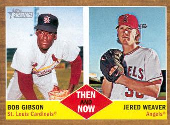 2011 Topps Heritage Then and Now #TN7 Bob Gibson/Jered Weaver