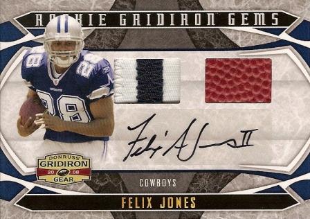2008 Donruss Gridiron Gear Rookie Gridiron Gems Jerseys Combos Autographs Prime #214 Felix Jones