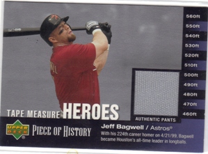 2002 UD Piece of History Tape Measure Heroes Jersey #JB Jeff Bagwell