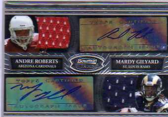 2010 Bowman Sterling Dual Autographed Relic Black Refractors #RG Andre Roberts EXCH/Mardy Gilyard