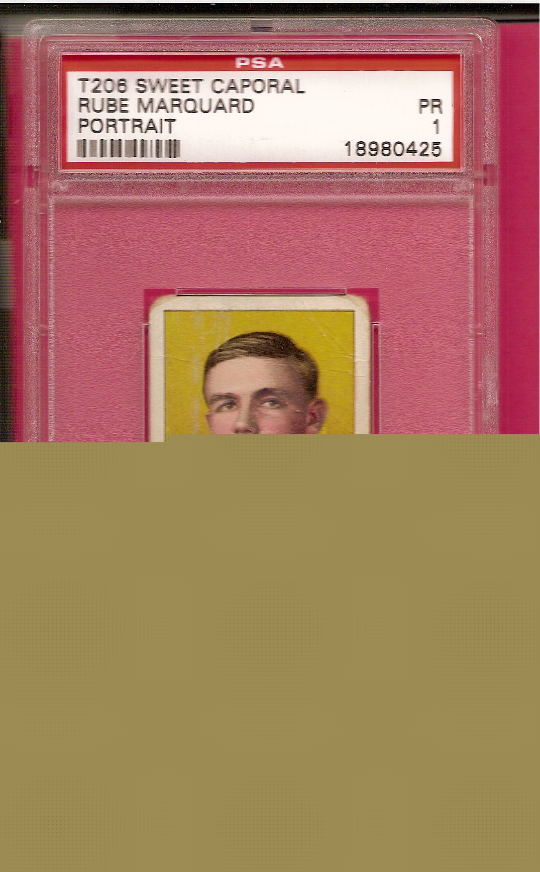 1909 T206 Rube Marquard Portrait Sweet Caporal back PSA 1 