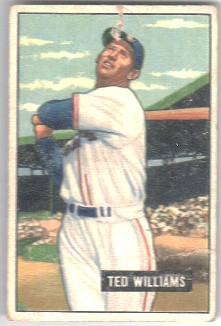 1951 Bowman #165 Ted Williams UER/Wrong birthdate