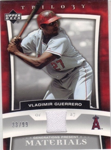 2005 Upper Deck Trilogy Generations Present Materials Silver #VG Vladimir Guerrero Jsy