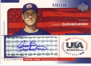 2004 USA Baseball 25th Anniversary Signatures Blue Ink #DUCH Justin Duchscherer/110