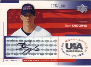 2004 USA Baseball 25th Anniversary Signatures Black Ink #DIG Ben Diggins/180