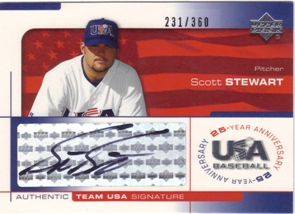 2004 USA Baseball 25th Anniversary Signatures Black Ink #STEW Scott Stewart/360