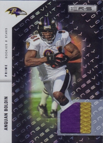 2011 Rookies and Stars Materials Black Prime Longevity #10 Anquan Boldin/50