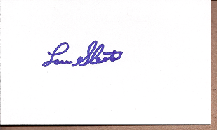Lou Sleater Auto 3x5 index card Autograph Played 1950-58 St. Louis Browns, Washington Senators, Kansas City Athletics, Milwakee Braves, Detroit Tigers, Baltimore Orioles (NC249) 