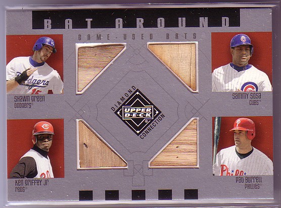 2002 Upper Deck Diamond Connection Bat Around Quads #GSGB Green/Sosa/Grif/Burrell