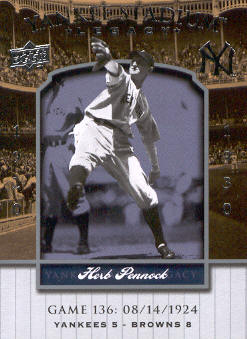 2008 Upper Deck Yankee Stadium Legacy Collection #136 Herb Pennock