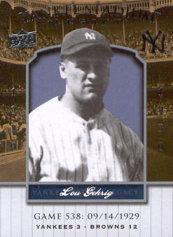 2008 Upper Deck Yankee Stadium Legacy Collection #538 Lou Gehrig