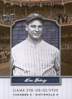 2008 Upper Deck Yankee Stadium Legacy Collection #598 Lou Gehrig