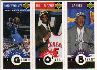 1996-97 Collector's Choice Mini-Cards Gold #M129 Kobe Bryant/Jermaine O'Neal/Kevin Garnett