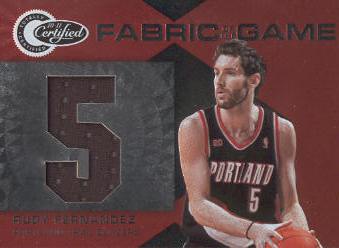 2010-11 Totally Certified Fabric of the Game Jumbo Jersey Number #9 Rudy Fernandez/299
