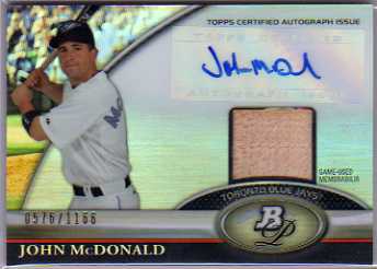 2011 Bowman Platinum Relic Autograph Refractors #JM John McDonald/1166