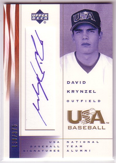 2002 USA Baseball National Team Signatures #DK David Krynzel