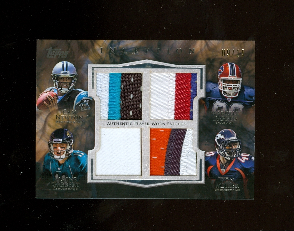 2011 Topps Inception Rookie Quad Patches #NDGM Cam Newton/Marcell Dareus/Blaine Gabbert/Von Miller