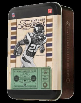2011 Panini Timeless Treasures Football Factory Sealed Hobby Tin Box With A Total Of 3 Autograph Or Memorabilia Cards Per Box - Possible Cam Newton AJ Green Tom Brady Adrian Peterson - In Stock Now 