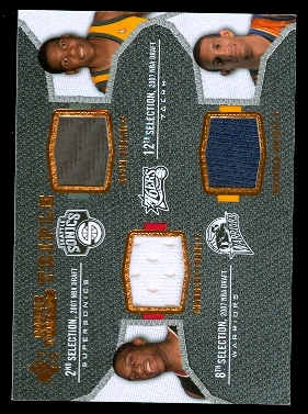 2007-08 SP Rookie Threads Rookie Threads Triple #DYW Kevin Durant/Thaddeus Young/Brandan Wright