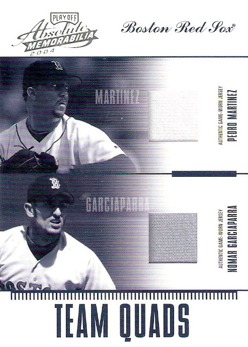2004 Absolute Memorabilia Team Quad Material #2 Nomar Garciaparra/Manny Ramirez/Pedro Martinez/Trot Nixon