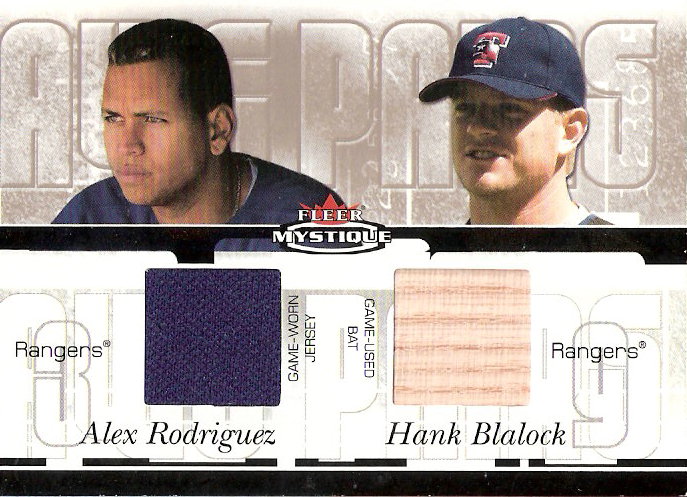 2003 Fleer Mystique Awe Pairs Memorabilia #ARHB Alex Rodriguez Jsy/Hank Blalock Bat