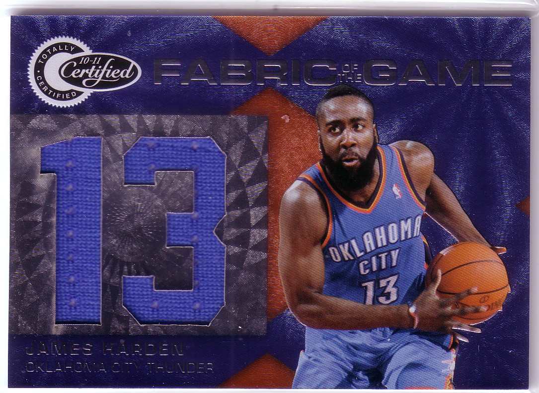 2010-11 Totally Certified Fabric of the Game Jumbo Jersey Number #31 James Harden/299