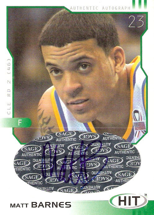 2002 SAGE HIT Autographs Emerald #H23 Matt Barnes
