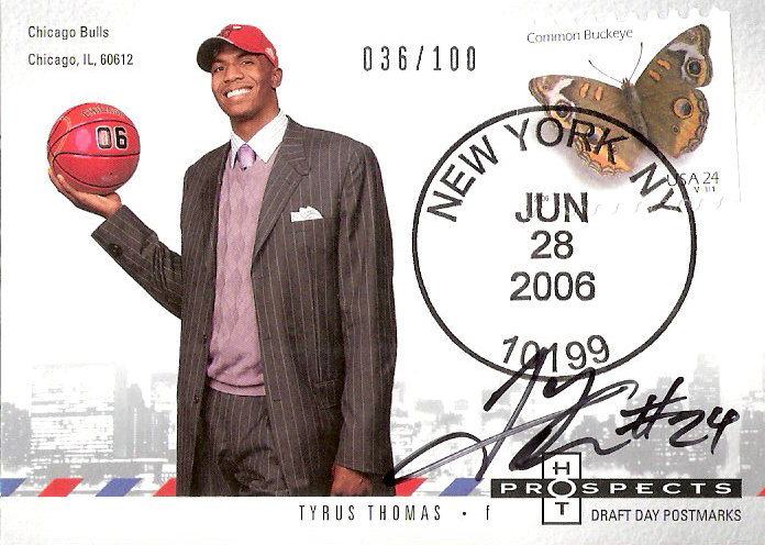 2006-07 Fleer Hot Prospects Draft Day Postmarks Autographs #TT Tyrus Thomas