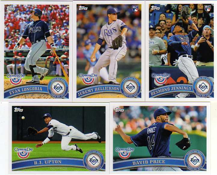 2011 Topps Opening Day Tampa Bay Rays Baseball Team Set w/ Jeremy Hellickson RC