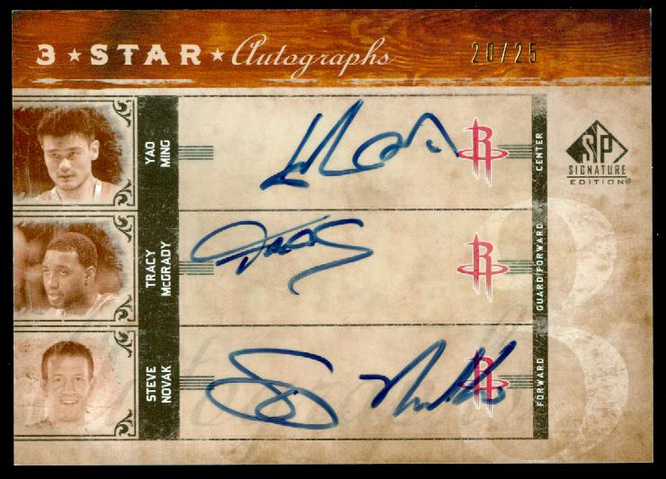 2006-07 SP Signature Edition Three Star Autographs #MMN Yao Ming/Tracy McGrady/Steve Novak
