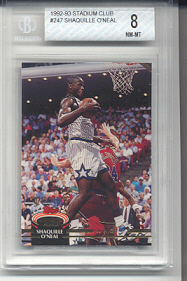 1992-93 Stadium Club Shaquille O'Neal Rookie #247 (Beckett Graded NrMt-Mint 8)
