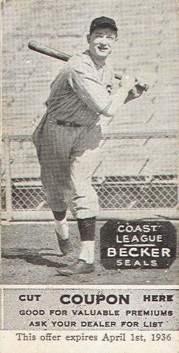 1933-36 Zeenut PCL #102 Joe Becker