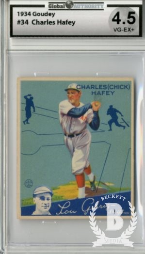 1934 Goudey #34 Chick Hafey RC