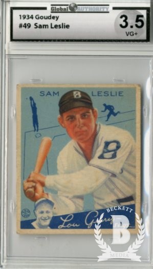 1934 Goudey #49 Sam Leslie RC