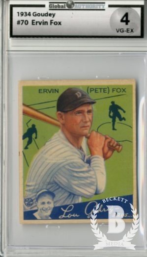 1934 Goudey #70 Pete Fox RC