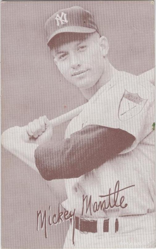 1947-66 Exhibits #146A Mickey Mantle Batting at Waist White Outline
