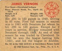 1950 Bowman #132 Mickey Vernon back image