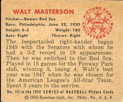 1950 Bowman #153 Walt Masterson back image