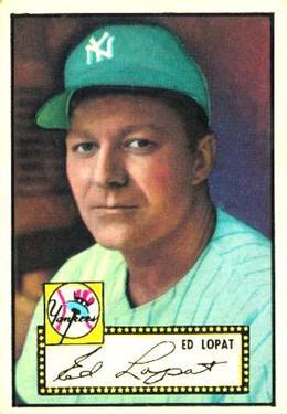 1952 Topps #57A Ed Lopat Black front image