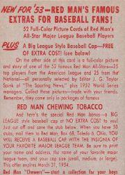 1953 Red Man #AL1 Casey Stengel MG back image