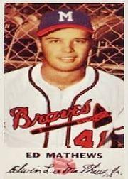 1954 Braves Johnston Cookies #41 Eddie Mathews