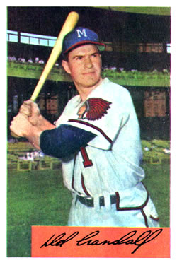 1954 Bowman #32 Del Crandall front image
