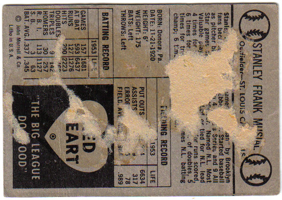 1954 Red Heart #23 Stan Musial SP