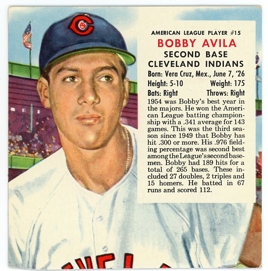 1955 Red Man #AL15 Bobby Avila