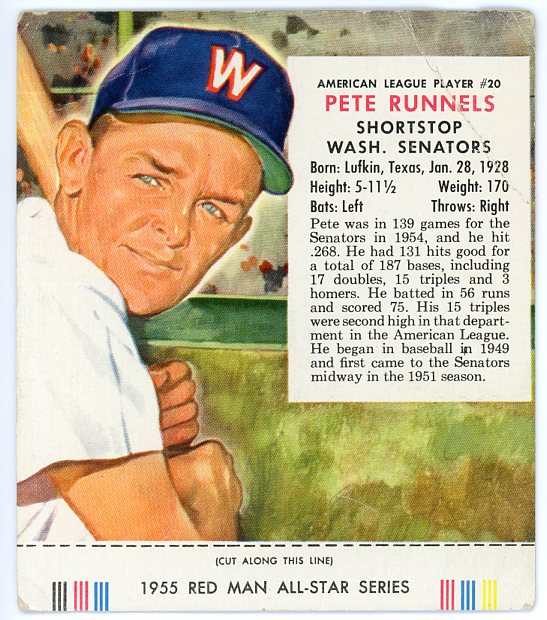 1955 Red Man #AL20 Pete Runnels