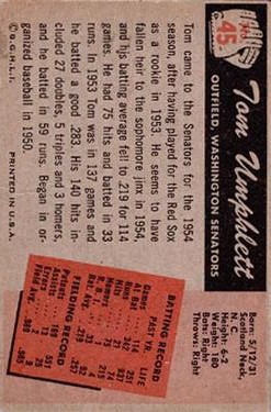 1955 Bowman #45 Tom Umphlett back image
