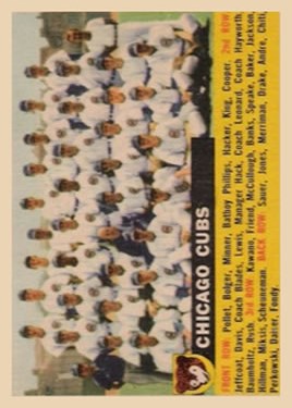 1956 Topps #11C Chicago Cubs TC (No Date Name Left)